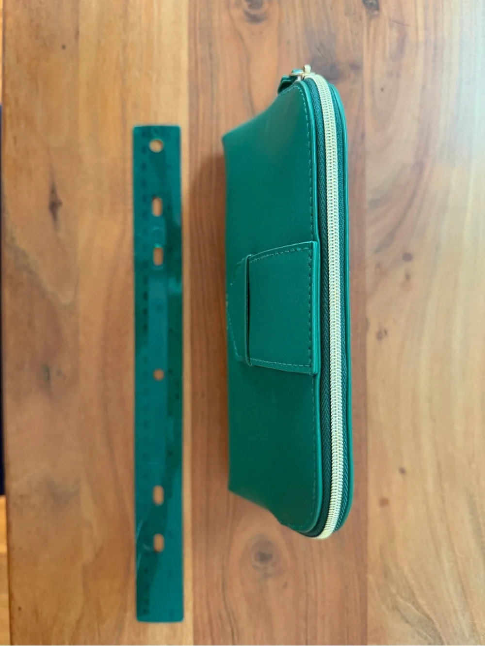 Bold Green Leather Clutch or Makeup Bag